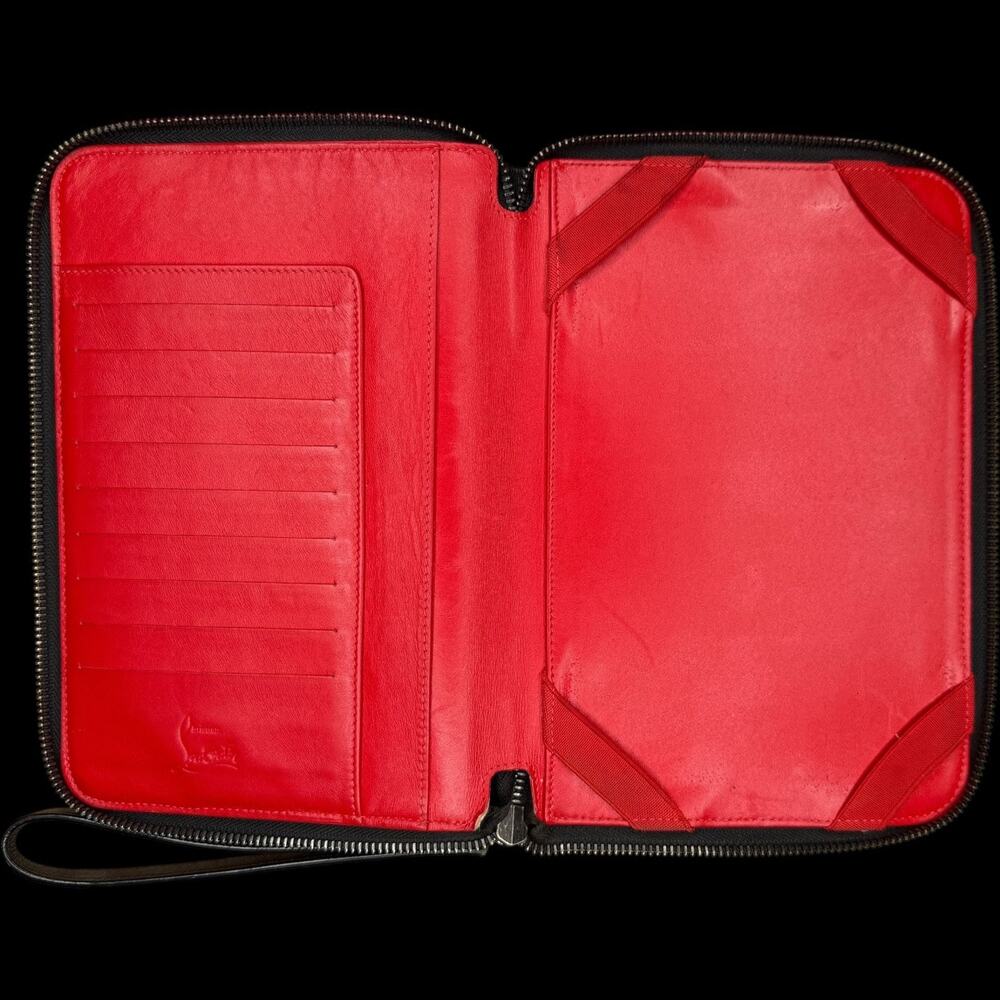 Christian Louboutin Black Spiked Leather Tablet Case Clutch - Picture 7 of 10